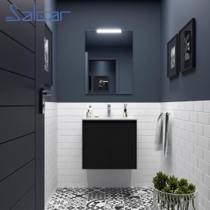 Meuble salle de bains 2 portes et vasque Noja 700 Black Satin - SALGAR 105070