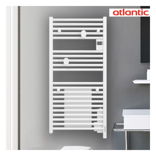 Sèche-serviettes électrique Atlantic DORIS DIGITAL 500W - Design Blanc Brillant, Fonction Boost, Programmation économique