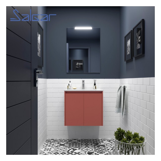 Meuble salle de bains 2 portes et vasque Noja 700 Red Satin - SALGAR 105073