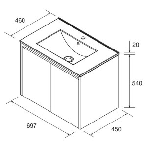 Meuble salle de bains 2 portes et vasque Noja 700 Red Satin - SALGAR 105073