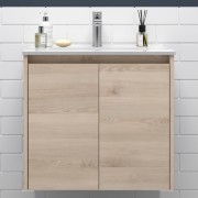 Meuble salle de bains 2 portes et vasque Noja 700 Chêne Naturel - SALGAR 105074