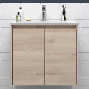 Meuble salle de bains 2 portes et vasque Noja 700 Chêne Naturel - SALGAR 105074