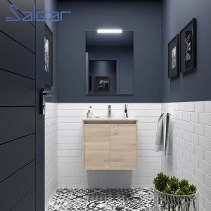 Meuble salle de bains 2 portes et vasque Noja 700 Chêne Naturel - SALGAR 105074