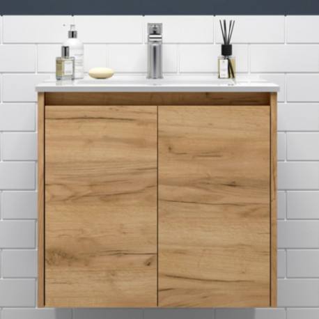Meuble salle de bains 2 portes et vasque Noja 700 Chêne Africain - SALGAR 105075