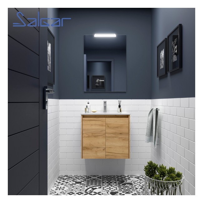 Meuble salle de bains 2 portes et vasque Noja 700 Chêne Africain - SALGAR 105075