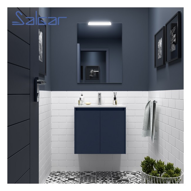 Meuble salle de bains 2 portes et vasque Noja 700 Blue Satin - SALGAR 105071