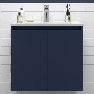 Meuble salle de bains 2 portes et vasque Noja 700 Blue Satin - SALGAR 105071