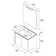 Ensemble Salle De Bains Noja 70 2 Portes White Satin - SALGAR 105283 