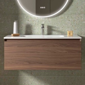 Meuble salle de bains 1 Tiroir Mara 1000 Noyer Americain - SALGAR 114000