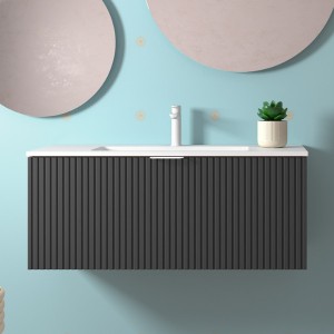 Meuble de salle de bains 1 tiroir BIBA 1000 Anthracite mat - SALGAR 102988