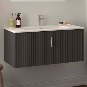 Meuble de salle de bains 1 tiroir BIBA 900 Anthracite mat - SALGAR 102987