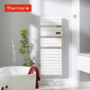 Sèche-serviettes électrique Allure 4 étroit 600W mât à gauche chêne clair- Thermor 483390