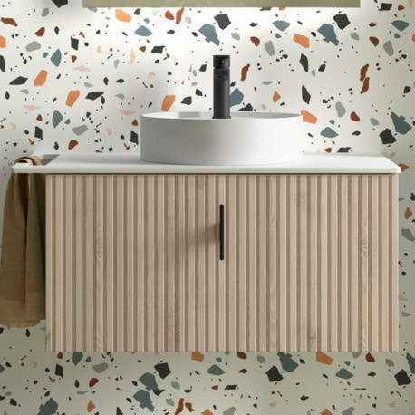 Meuble de salle de bains 1 tiroir BIBA 800 CHÊNE NATUREL - SALGAR 102951