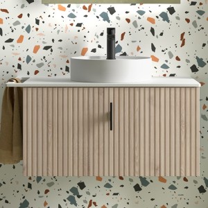 Meuble de salle de bains 1 tiroir BIBA 800 CHÊNE NATUREL - SALGAR 102951