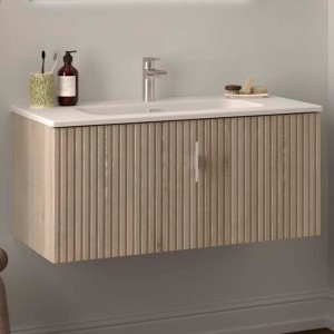 Meuble de salle de bains 1 tiroir BIBA 900 1 tiroir CHÊNE NATUREL - SALGAR 102952