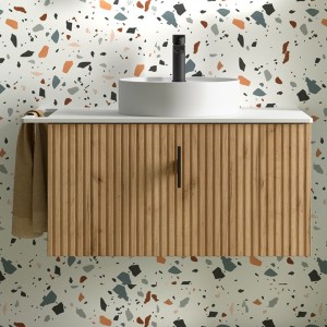 Meuble de salle de bains 1 tiroir BIBA 800 CHÊNE AFRICAIN  - SALGAR 102961