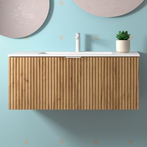 Meuble de salle de bains 1 tiroir BIBA 1000 CHÊNE AFRICAIN - SALGAR 102963