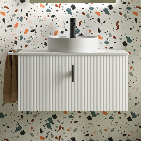 Meuble de salle de bains 1 tiroir + 1 intérieur BIBA 800 WHITE COTTON - SALGAR 103005