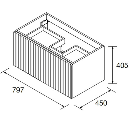 Meuble de salle de bains 1 tiroir + 1 intérieur BIBA 800 WHITE COTTON - SALGAR 103005