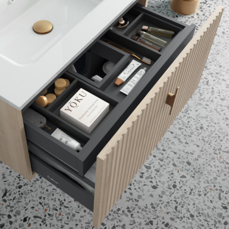 Meuble de salle de bains 1 tiroir + 1 intérieur BIBA 600 CHÊNE NATUREL - SALGAR 103018