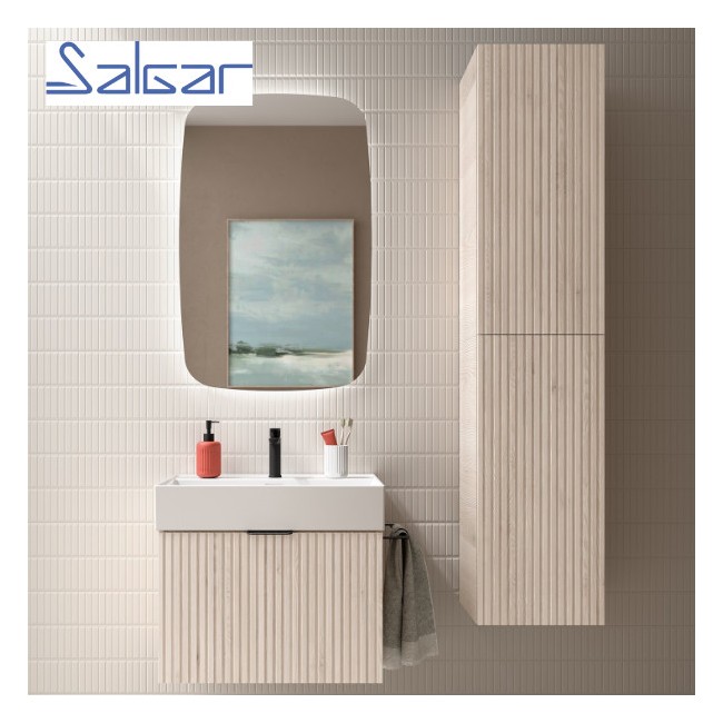 Meuble de salle de bains 1 tiroir + 1 intérieur BIBA 700 CHÊNE NATUREL - SALGAR 103019