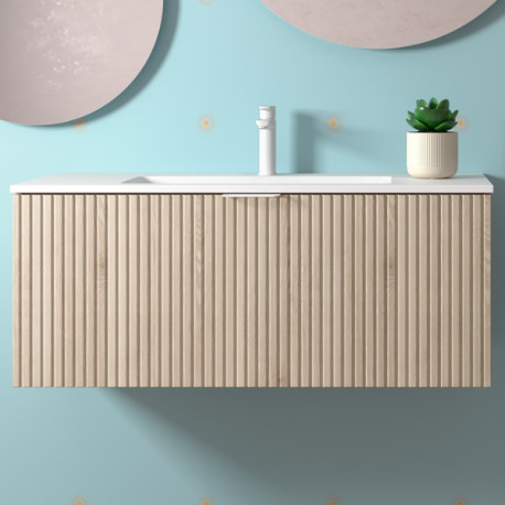 Meuble de salle de bains 1 tiroir + 1 intérieur BIBA 1000 CHÊNE NATUREL - SALGAR 103022