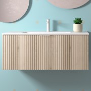 Meuble de salle de bains 1 tiroir + 1 intérieur BIBA 1000 CHÊNE NATUREL - SALGAR 103022