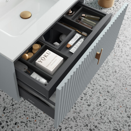 Meuble de salle de bains 1 tiroir + 1 intérieur BIBA 700 Blue Fog - SALGAR 103039