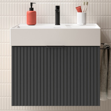 Meuble de salle de bains 1 tiroir + 1 intérieur BIBA 700 Anthracite mat - SALGAR 103054