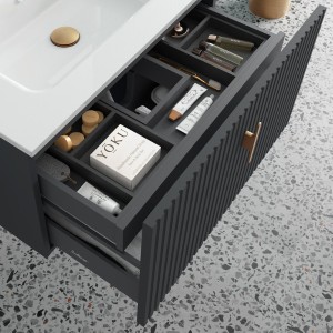 Meuble de salle de bains 1 tiroir + 1 intérieur BIBA 700 Anthracite mat - SALGAR 103054