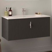 Meuble de salle de bains 1 tiroir + 1 intérieur BIBA 900 1 Anthracite mat - SALGAR 103056