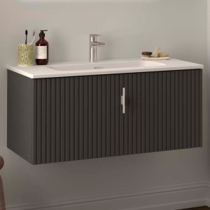 Meuble de salle de bains 1 tiroir + 1 intérieur BIBA 900 1 Anthracite mat - SALGAR 103056