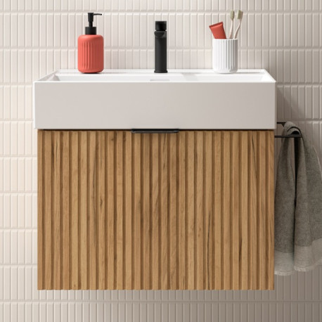 Meuble de salle de bains 1 tiroir + 1 intérieur BIBA 600 CHÊNE AFRICAIN - SALGAR 103028