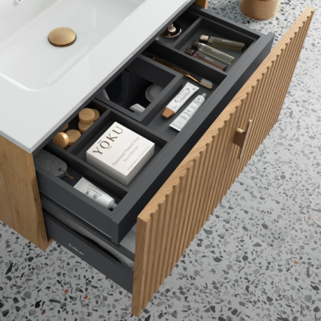 Meuble de salle de bains 1 tiroir + 1 intérieur BIBA 600 CHÊNE AFRICAIN - SALGAR 103028