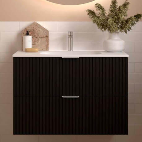 Meuble de salle de bains 2 tiroirs Biba 800 Black Velvet - SALGAR 113842