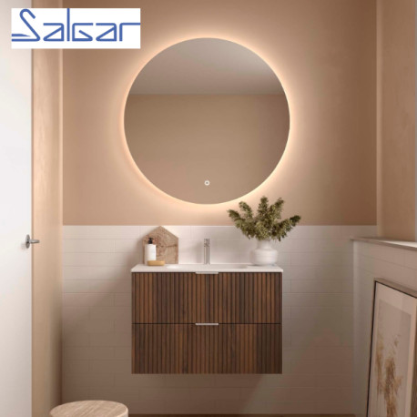 Meuble de salle de bains 2 tiroirs Biba 800 Noyer Maya - SALGAR 113844