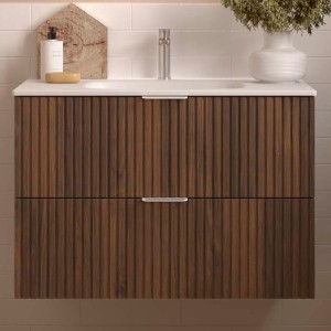 Meuble de salle de bains 2 tiroirs Biba 900 Noyer Maya - SALGAR 113855