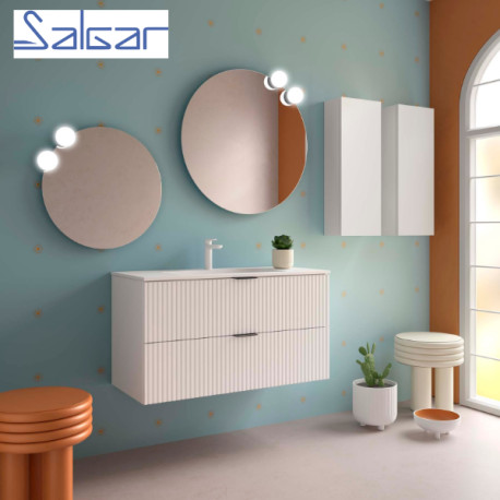 Meuble de salle de bains 2 tiroirs Biba 1000 White Cotton - SALGAR 113862