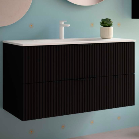 Meuble de salle de bains 2 tiroirs Biba 1000 Black Velvet - SALGAR 113864