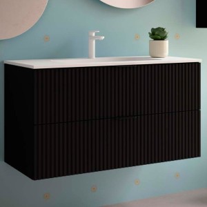 Meuble de salle de bains 2 tiroirs Biba 1000 Black Velvet - SALGAR 113864
