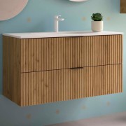 Meuble de salle de bains 2 tiroirs Biba 1000 Chêne Africain - SALGAR 113865