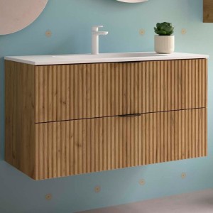 Meuble de salle de bains 2 tiroirs Biba 1000 Chêne Africain - SALGAR 113865