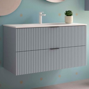 Meuble de salle de bains 2 tiroirs Biba 1000 Blue Fog - SALGAR 113869