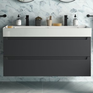 Meuble de salle de bains 2 tiroirs MONTERREY 1200 Anthracite mat - SALGAR 96531