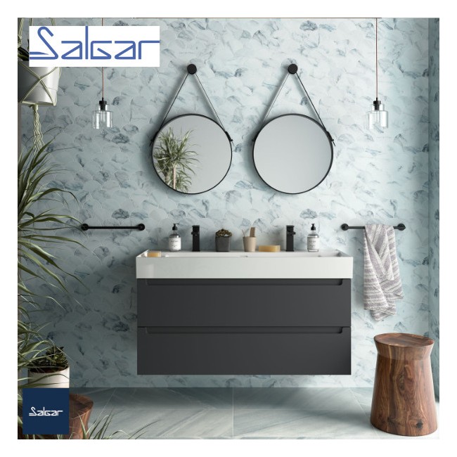 Meuble de salle de bains 2 tiroirs MONTERREY 1200 Anthracite mat - SALGAR 96531
