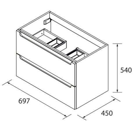 Meuble de salle de bains 2 tiroirs MONTERREY 700 NOYER MAYA - SALGAR 102938