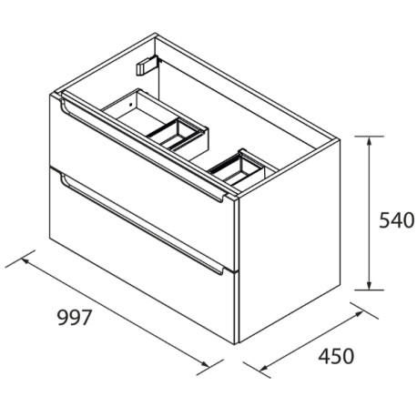 Meuble de salle de bains 2 tiroirs MONTERREY 1000 NOYER MAYA - SALGAR 102941