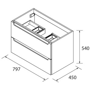 Meuble de salle de bains 2 tiroirs MONTERREY 800 TERRACOTA - SALGAR 103613