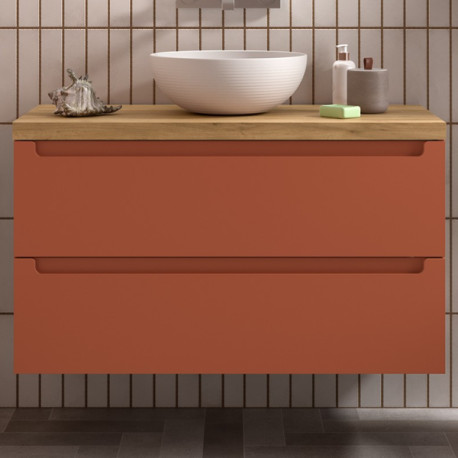 Meuble de salle de bains 2 tiroirs MONTERREY 1000 TERRACOTA - SALGAR 103615