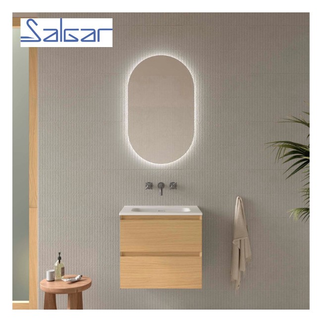 Meuble salle de bains 2 tiroirs Mara 600 Chêne Européen - SALGAR 114002